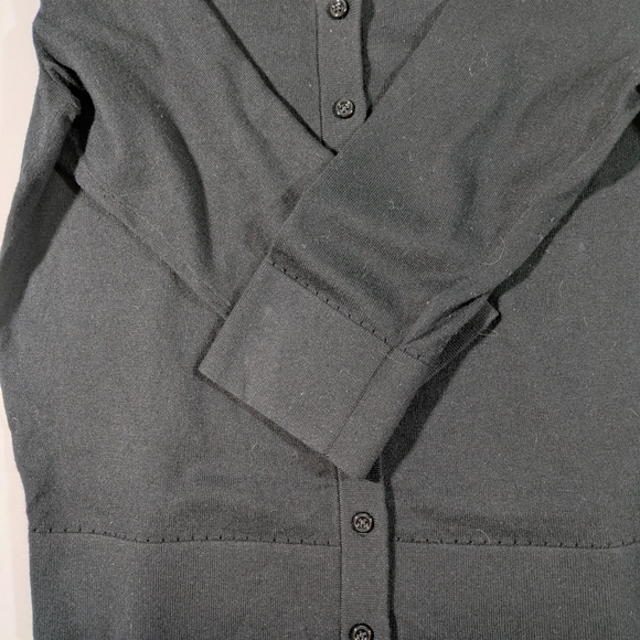 Kate Spade Black Rhinestone Collar Cardigan Cotton Silk Size Large - Picture 4 of 11